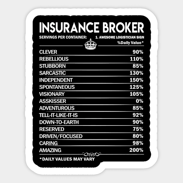 Insurance Broker T Shirt - Insurance Broker Factors Daily Gift Item Tee Sticker by Jolly358